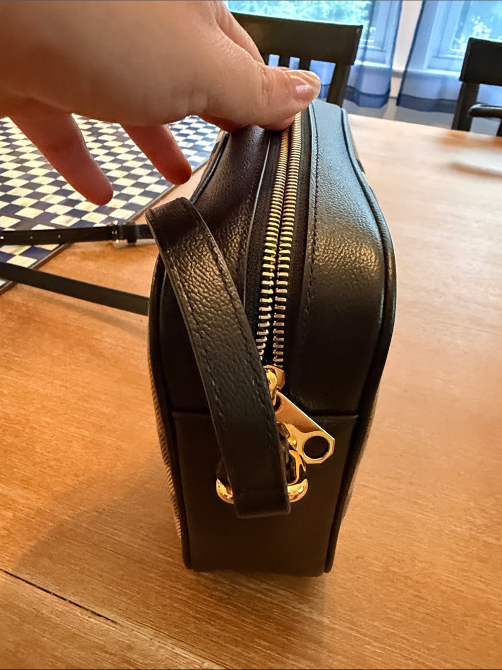 Burberry Classic Check Crossbody Camera Bag in Tan with Black & Red Accents - Picture 3 of 3